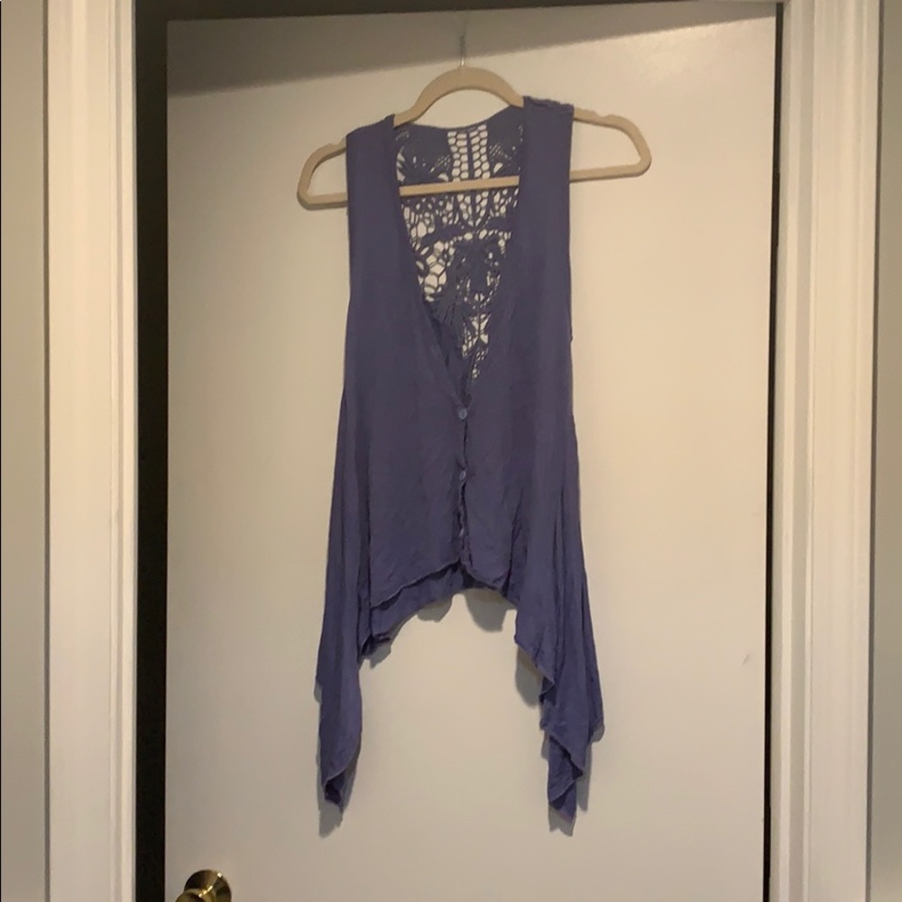 Button up vest with crochet back
